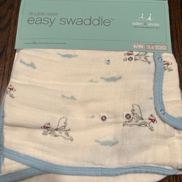OUEF Infant set: Cream with Blue Infant onesie + Swaddle - Picture 9 of 15